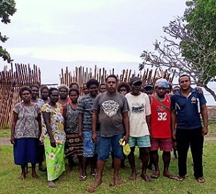 ECD Officer Fredrick Dotho with some of the Community Elders during the meeting in Leona Village, North Vella Lavella. Photo: Ravin Dhari. 