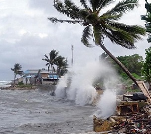 More than 200 people fled their homes in Majuro, the capital city of the Marshall Islands, during a tropical storm in 2019. Credit - Hilary Hosia AFP/Getty Images 