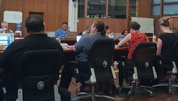 Representatives of the 14 member states of the Oceanic Fisheries Management Project (OFMPII) at the 7th Global Environment Facility (GEF) Steering Committee on Tuesday. credit - FFA