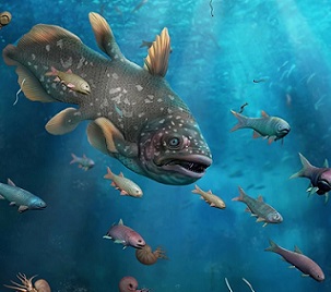 The Guiyang biota from China reveals a complex marine ecosystem that lived 250 million years ago (artist’s impression).Credit: Dinghua Yang, Haijun Song