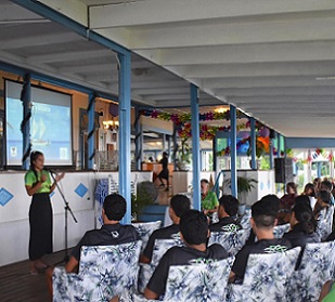 Te Ipukarea Society’s Alanna Smith makes a presentation. Credit - Te Ipukarea Society