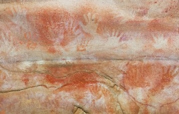 Researchers worry soot may have damaged rock art in the Blue Mountains, similar to these stencils in Red Hands Cave.Credit: Marc Anderson/Alamy