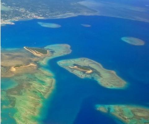 Aerial shot of Tongatapu Island, Tonga. Credit - V. Jungblut