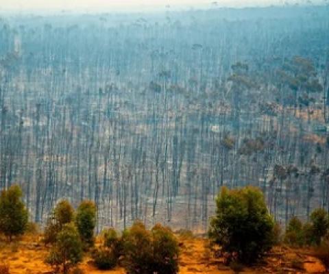 Bush fire devastation in Australia. The country is near the top of Swiss Re’s index of risk to biodiversity and ecosystem services. Photograph: Adwo/Alamy