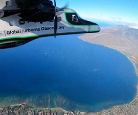 The Arizona State University Global Airborne Observatory on a mapping mission over North Maui Island coast. Credit: Center for Global Discovery and Conservation Science