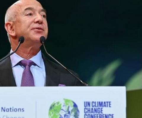 Jeff Bezos speaks at the COP26 climate summit in Glasgow, United Kingdom on November 2, 2021. Paul Ellis | Pool | Getty Images