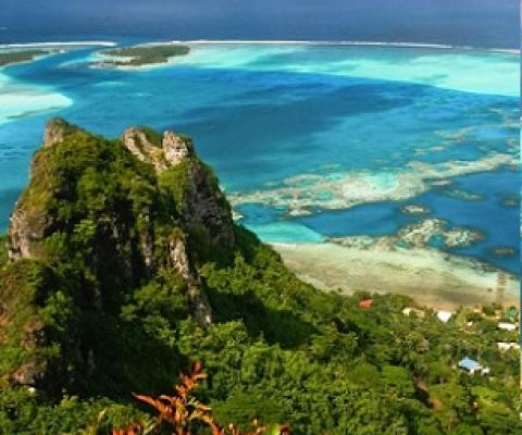 Coral reefs extend toward the horizon in this bird’s-eye view from Maupiti, French Polynesia. Leaders from more than 70 countries, including France, have publicly supported a new target to protect 30% of the global ocean by 2030. Credit - Shutterstock