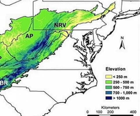 A map of the team's research region. Credit: Gengping Zhu from the University of Tennessee Knoxville