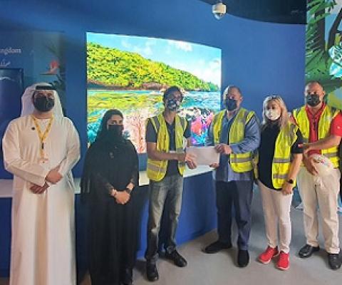 HE Hon. 'Akau'ola, Mr Samer Mahmassani and the Tonga Expo team. Tonga Pavilion, Dubai Expo 2020, 16 September 2020. Credit - https://matangitonga.to/ 