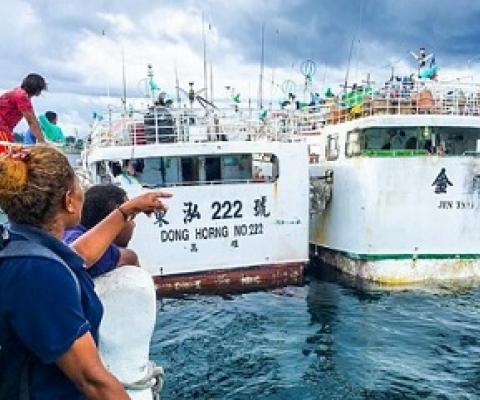 Controlling longline vessels in Solomon Islands … women are slowly becoming a presence across the tuna industry. Photo: Francisco Blaha.