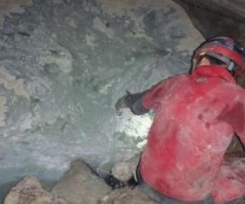 Monte Conca spring pool during the dry season. The white film on top is sulfur-oxidizing bacteria growing. Credit: University of South Florida