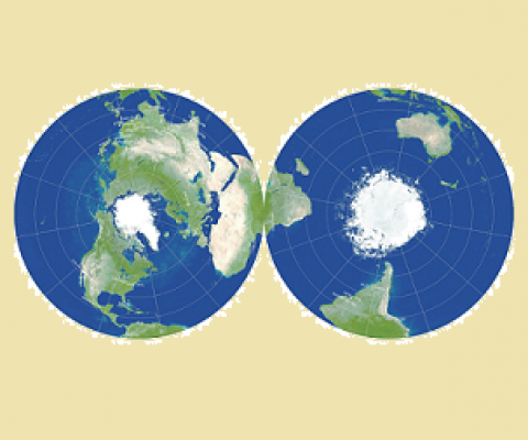 The new double-sided projection by Gott, Goldberg and Vanderbei. Credit - 
