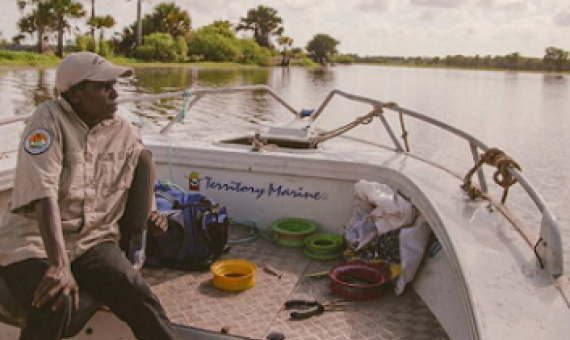 Arafure swamp ranger on patrol. Picture: Arafura Swamp Rangers Aboriginal Corporation.