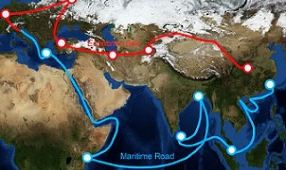 A map showing sea and land routes planned under the Belt and Road initiative. Credit - Shutterstock