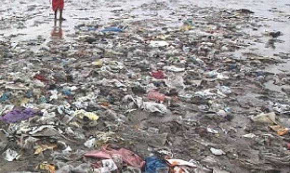 Plastic pollution is washed on to beaches during storms. Credit - Getty Images