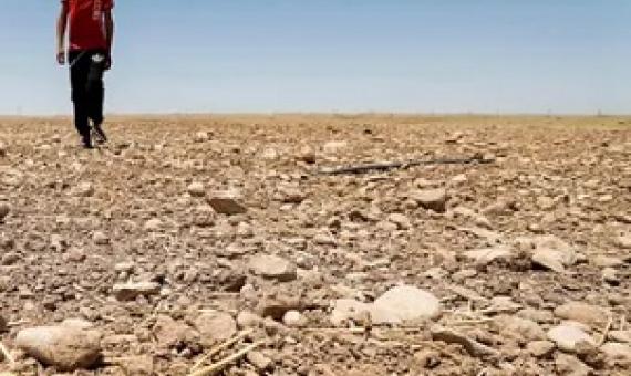 A boy walks through a dried up field in eastern Iraq, which suffered a blistering summer heatwave and drought this year. Photograph: Ahmad Al-Rubaye/AFP/Getty Images