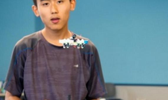 Andrew Lu flies a Tiny Whoop aircraft during a UAV flight mechanics workshop held at the University of Guam in May 2019. Credit - University of Guam