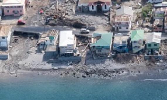 An aerial view of Salybia, Dominica, after Hurricane Maria struck the island in 2017. Photo by: Rick Bajornas / U.N.