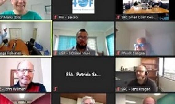 Some of the participants of the climate change meeting, which was convened online. Photo: FFA IT/Media.