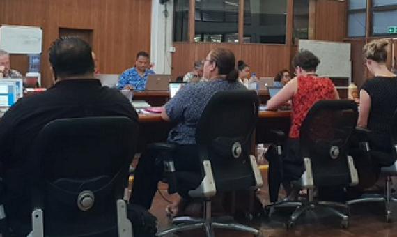Representatives of the 14 member states of the Oceanic Fisheries Management Project (OFMPII) at the 7th Global Environment Facility (GEF) Steering Committee on Tuesday. credit - FFA