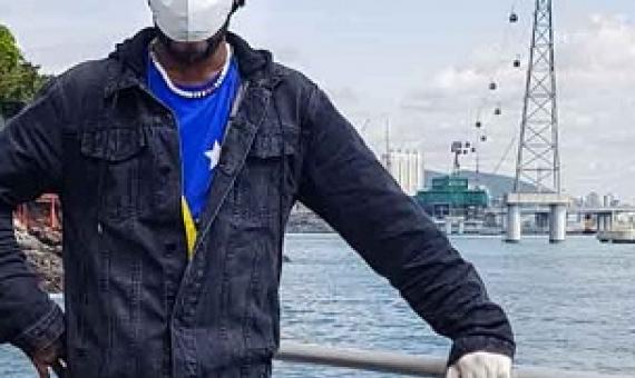 A long way from home … Solomon Islands observer Jeromy Ahikau Wateoli in South Korea before observers were repatriated home when countries went into lockdown early in the COVID-19 pandemic. Credit - George Maelagi