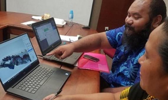 John Kaituu of IUCN ORO with one of the training participants. credit - IUCN