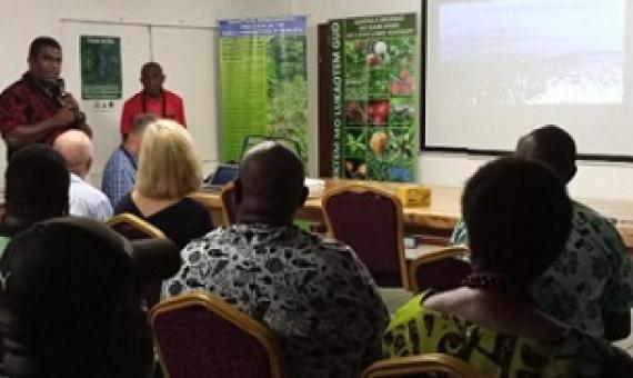 Vanuatu Finance Minister, Johnny Koanapo, lunching the video documentary. Credit - Anita Roberts/https://dailypost.vu/