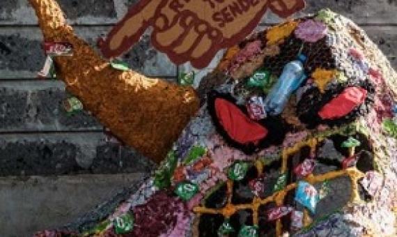 Monster problem: A Greenpeace protest against single-use plastic packaging outside a Nestle food plant in Nairobi last year