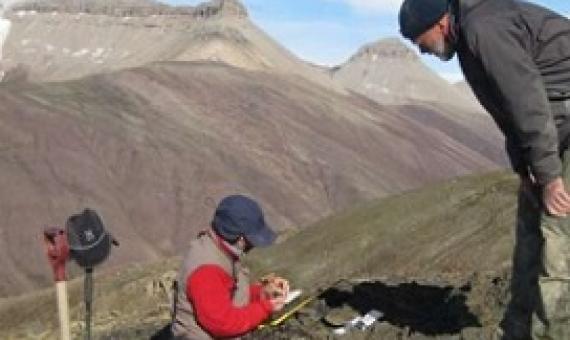 Prof John Marshall (left), taking samples in Spitsbergen. Credit: Sarah Wallace-Johnson