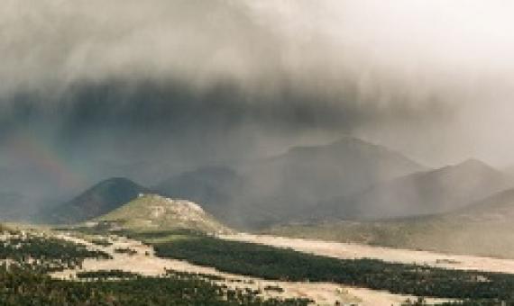Storms that pass over urban areas transport microplastics into the wilderness, such as in Rocky Mountain National Park. CAVAN IMAGES/GETTY IMAGES