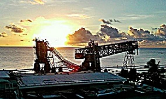 Phosphate cranes on coast, Aiwo District, Nauru. Credit - V. Jungblut