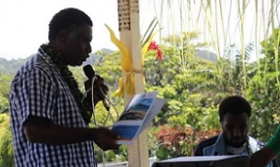 Tafea Province Secretary-General, Joe Lautim launching the Port Resolution CCA management Plan. Source - https://dailypost.vu/ 