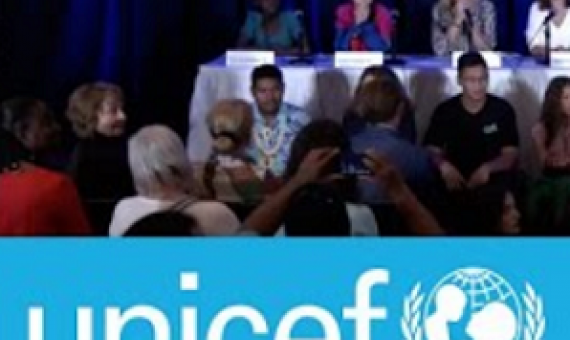 youth reps at a UNICEF press conference. New York. Photo credit - UNICEF