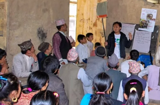 Sonam leading a fire management training course. Photo credit - Red Panda Network.